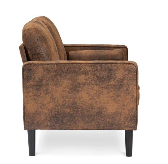 Faux Leather Suede Brown 3 + 2 Seater Sofa Set ACCESSO