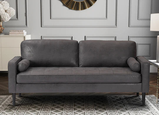 Faux Leather Suede Grey 3 Seater Sofa ACCESSO