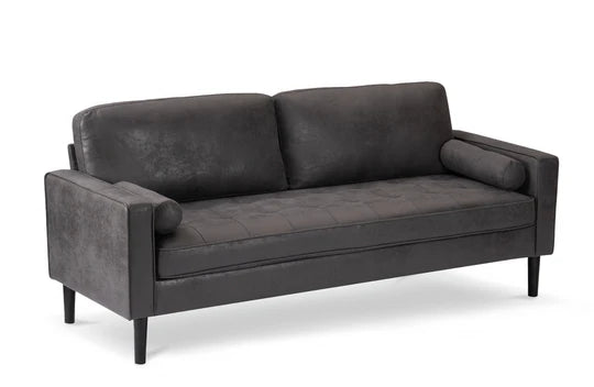 Faux Leather Suede Grey 3 Seater Sofa ACCESSO