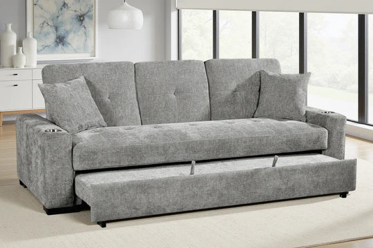 Light Grey Chenille Fabric 3 Seater Sofabed CARLO