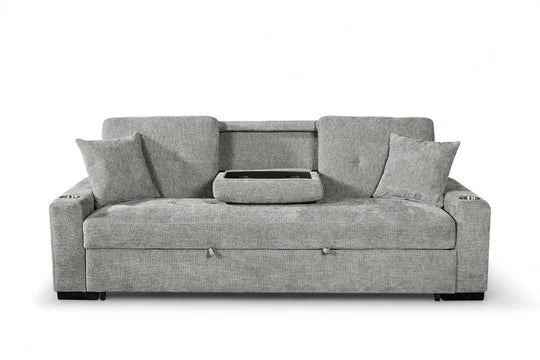 Light Grey Chenille Fabric 3 Seater Sofabed CARLO