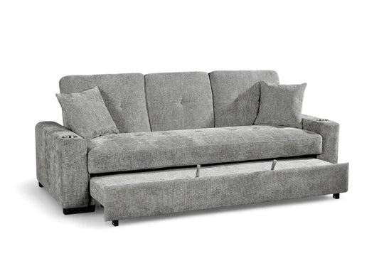 Light Grey Chenille Fabric 3 Seater Sofabed CARLO