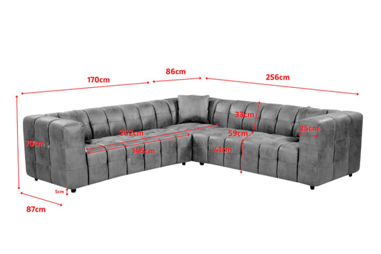 Faux Leather Suede Brown 2C2 Corner Sofa TRANQUILLITÀ