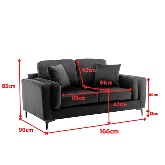 Velvet Navy Blue 2 Seater Sofa QUARTIERE