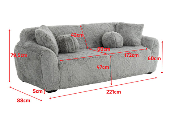 Faux Fur Cream 3 Seater Sofa CARAMELLO GOMMOSA