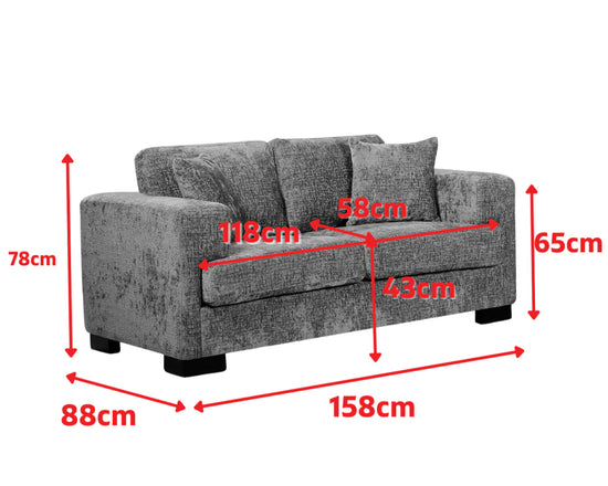 Corduroy Black 3 + 2 Seater Sofa Set VITALE