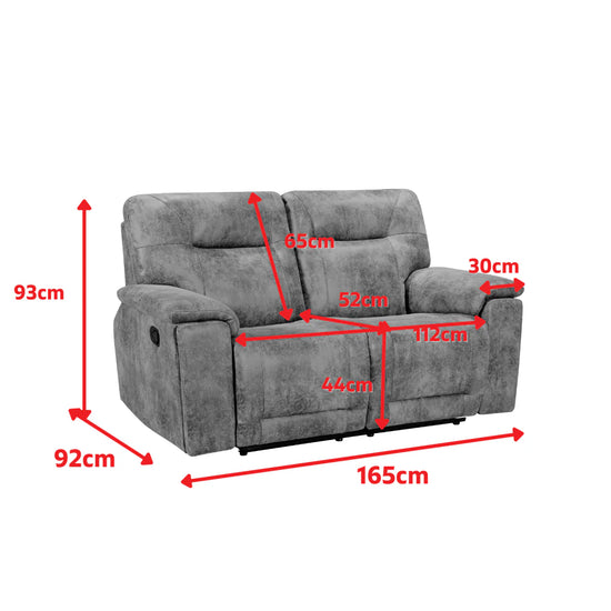 Faux Leather Suede Brown 3 + 2 Seater Manual Recliner Sofa Set CHAISE