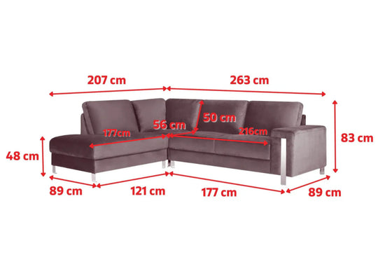 Genuine Leather White Left Hand Facing Corner Sofa ELEGANZA