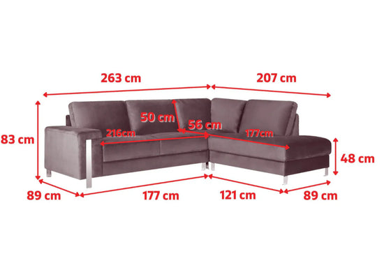 Vegan Leather White Right Hand Facing Corner Sofa ELEGANZA