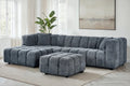 Pale Blue Chenille Fabric Left Hand Facing Corner Sofa with Ottoman TRANQUILLITÀ