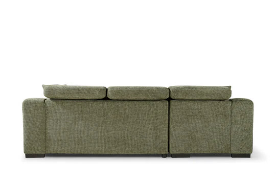 Green Chenille Fabric 1C2 Corner Sofabed with Storage  NOBILE