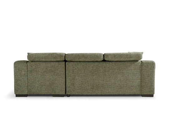 Green Chenille Fabric 2C1 Corner Sofabed with Storage NOBILE