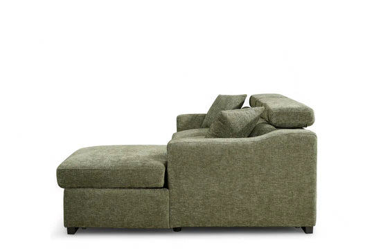 Green Chenille Fabric 2C1 Corner Sofabed with Storage NOBILE