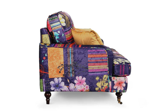 Purple Patchwork Fabric 2 Seater Bella Sofa ASBURY