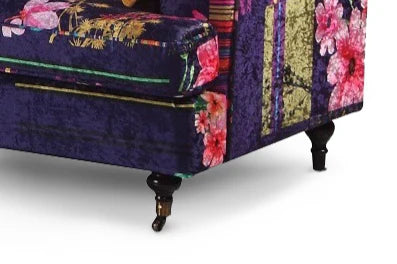 Purple Patchwork Fabric 2 Seater Bella Sofa ASBURY