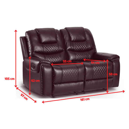 Faux Leather Black 2 Seater Manual Recliner Sofa BELLEZZA