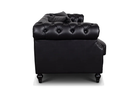 Faux Leather Black 2 Seater Chesterfield Sofa LUSSO