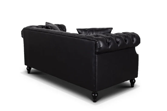 Faux Leather Black 2 Seater Chesterfield Sofa LUSSO