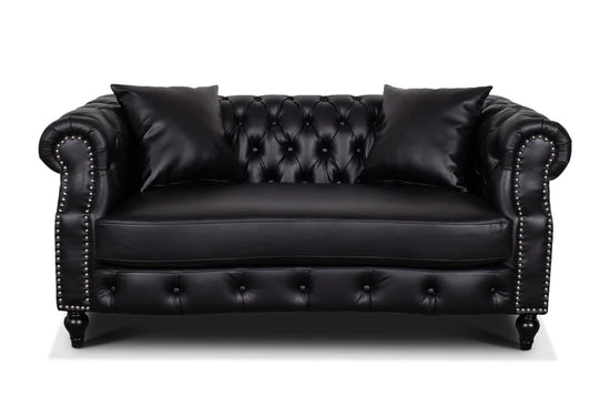 Faux Leather Black 2 Seater Chesterfield Sofa LUSSO