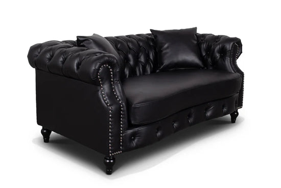 Faux Leather Black 2 Seater Chesterfield Sofa LUSSO