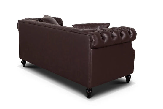Faux Leather Brown 2 Seater Chesterfield Sofa LUSSO