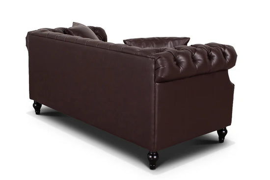 Faux Leather Brown 3 + 2 Seater Chesterfield Sofa Set LUSSO