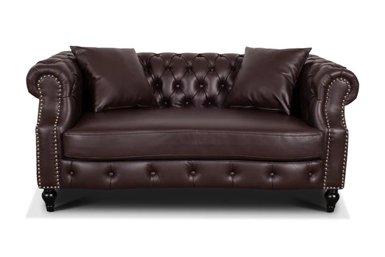 Faux Leather Brown 3 + 2 Seater Chesterfield Sofa Set LUSSO