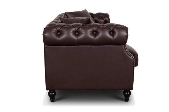 Faux Leather Brown 2 Seater Chesterfield Sofa LUSSO