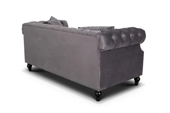 Velvet Dark Grey 2 Seater Chesterfield Sofa LUSSO