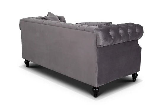 Velvet Dark Grey 3 + 2 Seater Chesterfield Sofa Set LUSSO