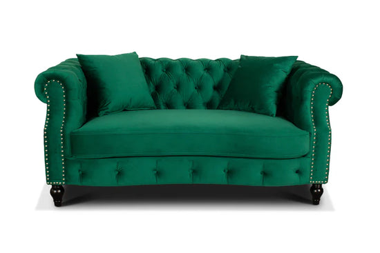 Velvet Emerald Green 2 Seater Chesterfield Sofa LUSSO