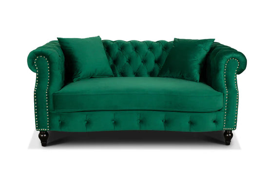 Velvet Emerald Green 3 + 2 Seater Chesterfield Sofa Set LUSSO