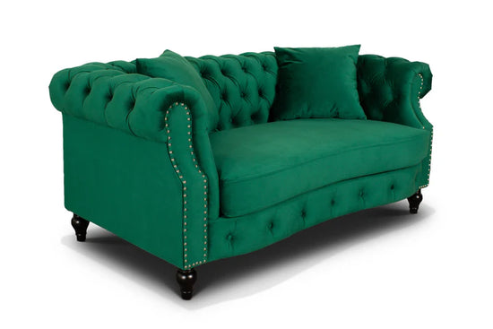 Velvet Emerald Green 2 Seater Chesterfield Sofa LUSSO