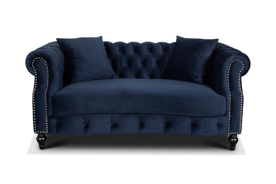 Velvet Navy Blue 2 Seater Chesterfield Sofa LUSSO