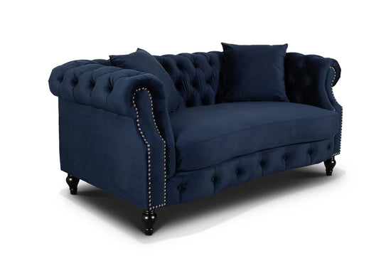 Velvet Navy Blue 2 Seater Chesterfield Sofa LUSSO
