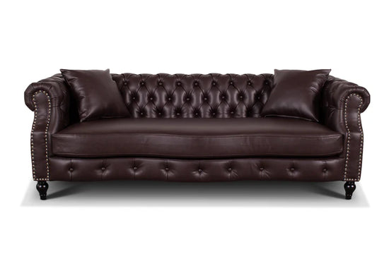 Faux Leather Brown 3 Seater Chesterfield Sofa LUSSO