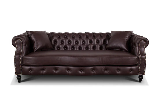 Faux Leather Brown 3 + 2 Seater Chesterfield Sofa Set LUSSO