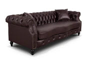 Faux Leather Brown 3 Seater Chesterfield Sofa LUSSO