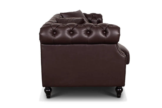 Faux Leather Brown 3 Seater Chesterfield Sofa LUSSO