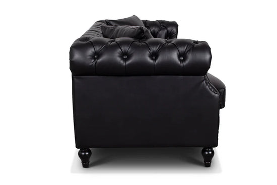 Faux Leather Black 3 Seater Chesterfield Sofa LUSSO