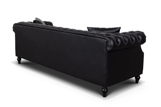 Faux Leather Black 3 Seater Chesterfield Sofa LUSSO
