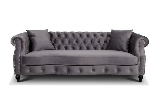 Velvet Dark Grey 3 + 2 Seater Chesterfield Sofa Set LUSSO