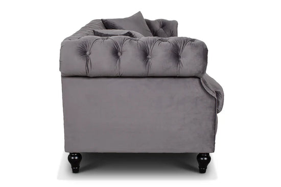 Velvet Dark Grey 3 Seater Chesterfield Sofa LUSSO