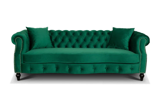 Velvet Emerald Green 3 + 2 Seater Chesterfield Sofa Set LUSSO