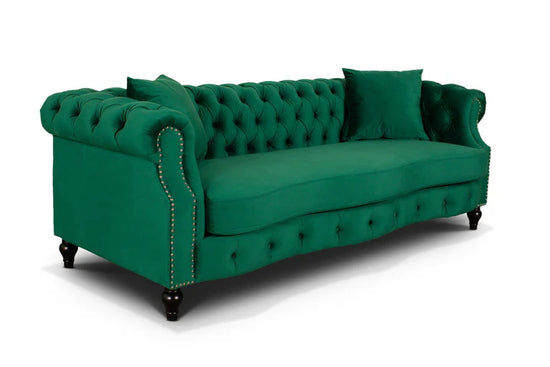 Velvet Emerald Green 3 + 2 Seater Chesterfield Sofa Set LUSSO