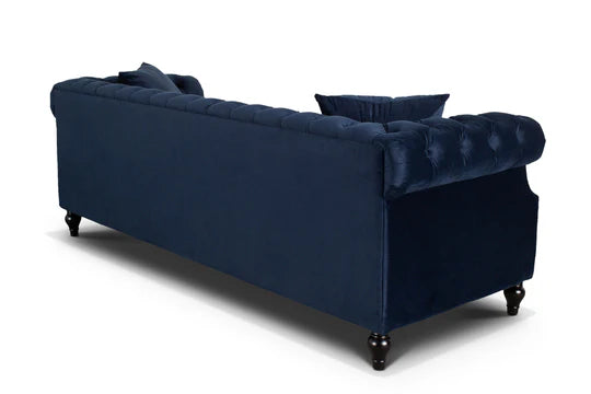Velvet Navy Blue 3 Seater Chesterfield Sofa LUSSO