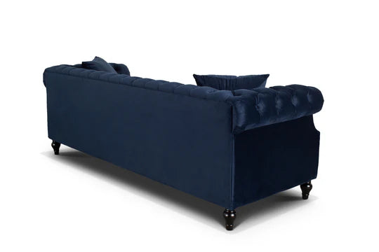 Velvet Navy Blue 3 + 2 Seater Chesterfield Sofa Set LUSSO