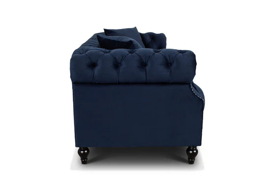 Velvet Navy Blue 3 + 2 Seater Chesterfield Sofa Set LUSSO