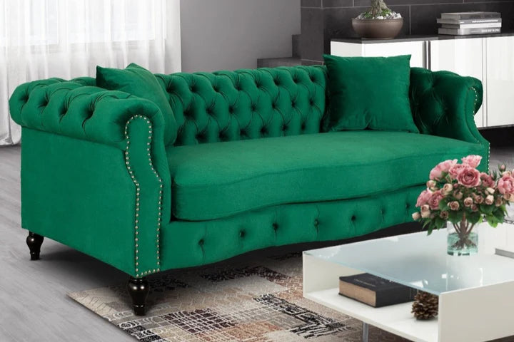 Velvet Emerald Green 3 Seater Chesterfield Sofa LUSSO