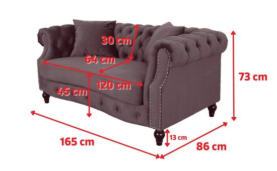 Velvet Navy Blue 3 + 2 Seater Chesterfield Sofa Set LUSSO